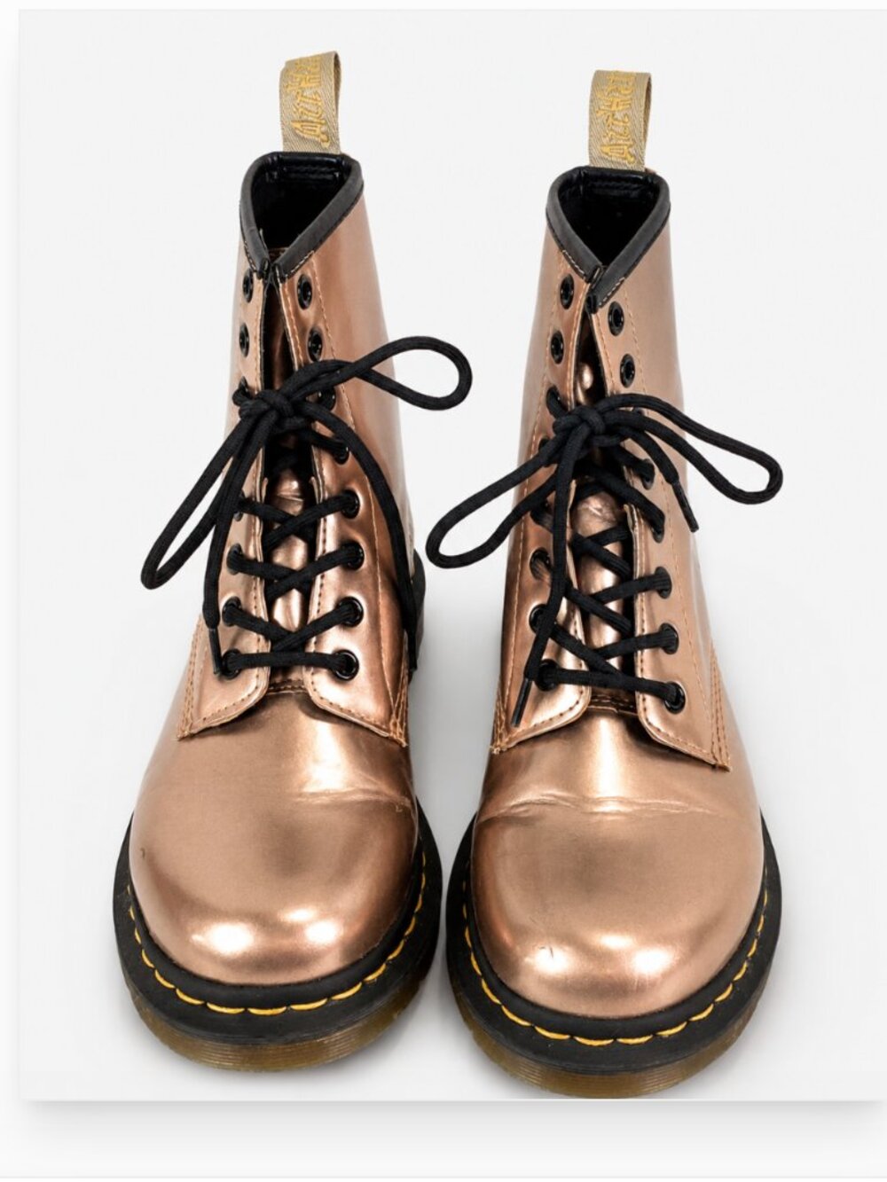 Dr. Martens 1460 Pascal Rose Gold Metallic Leather Boots Size 7